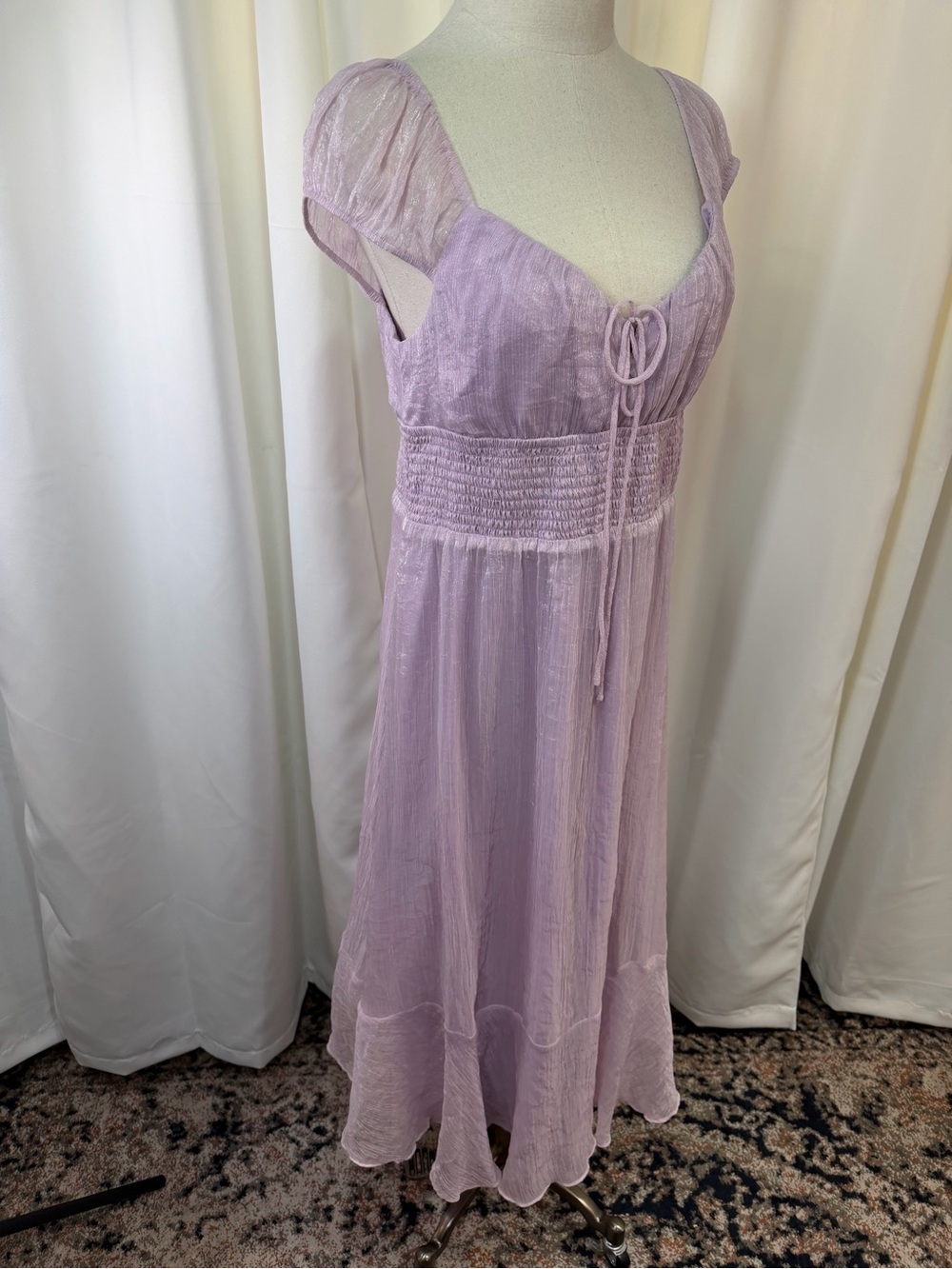 Hutch ‘Cap Sleeve Shimmer Maxi Dress’ in “Lilac Purple” Size Large - Picture 16 of 16